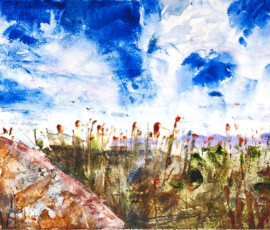 The Pinnacle - Rock and flowers Watercolour painting of rocks and flowers from the Pinnacle nature reserve in Northern Canberra.